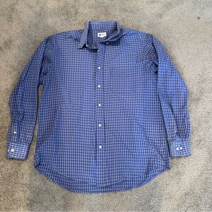 Haggar Clothing Plaid Gingham Collared Button Down Dress Shirt Long Sleeve